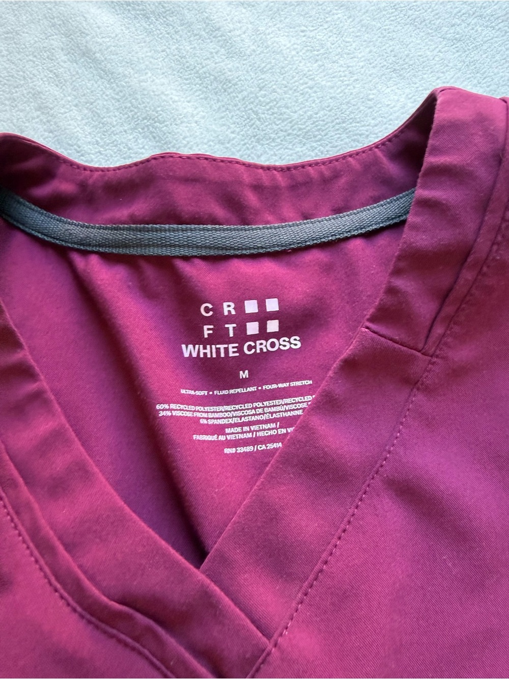White Cross Magenta V-Neck Scrub Top and pants